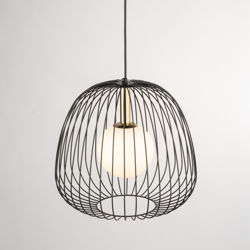 Lustr na lanku BELL 1xG9/12W/230V pr. 33 cm černá/zlatá