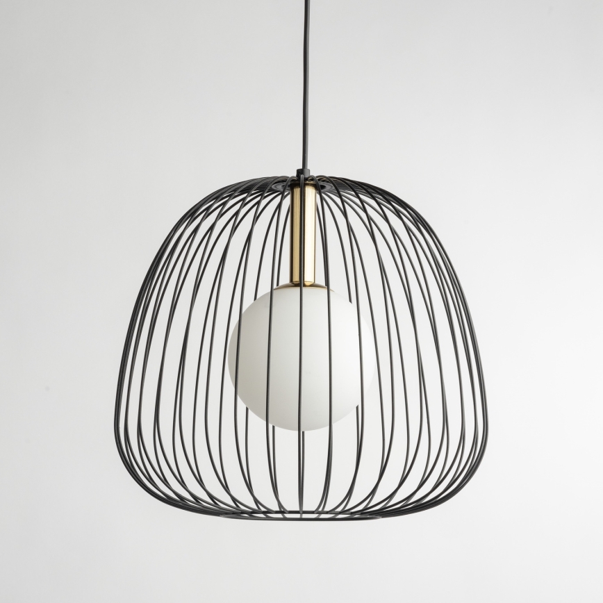 Lustr na lanku BELL 1xG9/12W/230V pr. 33 cm černá/zlatá