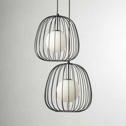 Lustr na lanku BELL 2xG9/12W/230V černá/lesklý chrom