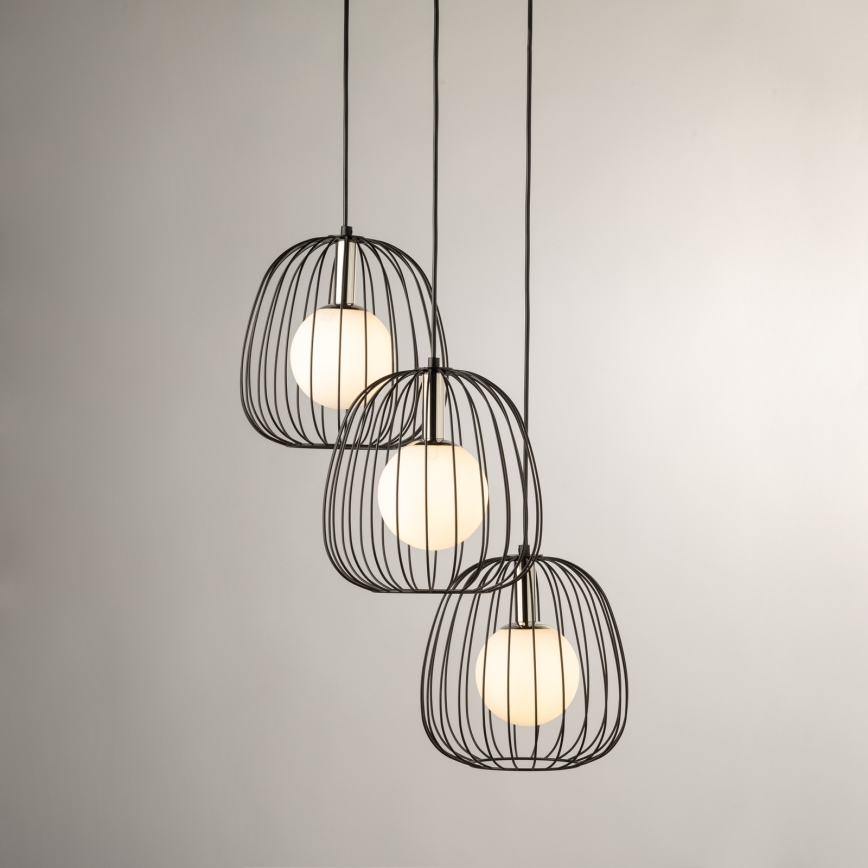 Lustr na lanku BELL 3xG9/12W/230V černá/lesklý chrom