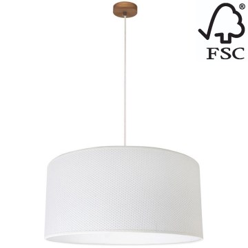 Lustr na lanku BENITA 1xE27/40W/230V bílá/dub – FSC certifikováno