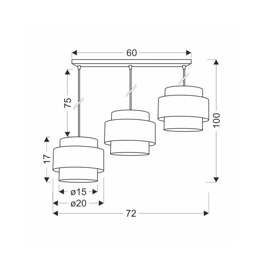Lustr na lanku BENTA 3xE27/40W/230V černá/krémová