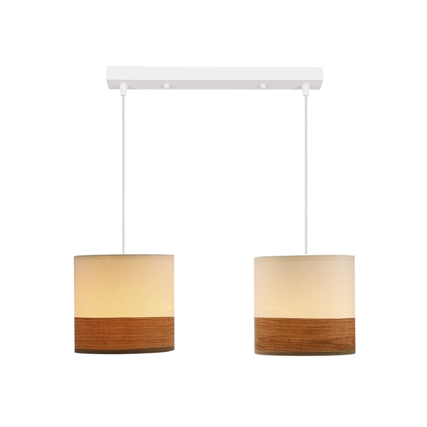 Lustr na lanku BIANCO 2xE27/40W/230V bílá/hnědá