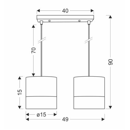Lustr na lanku BIANCO 2xE27/40W/230V bílá/hnědá