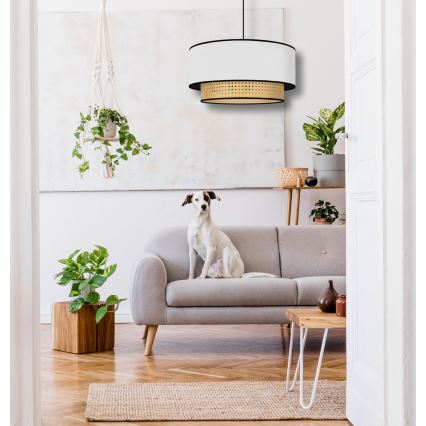 Lustr na lanku BOHO 1xE27/15W/230V bílá/ratan