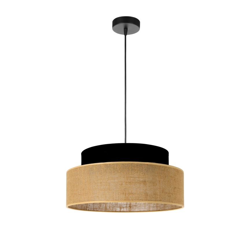 Lustr na lanku BOHO 1xE27/60W/230V černá/béžová