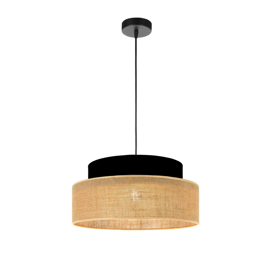 Lustr na lanku BOHO 1xE27/60W/230V černá/béžová