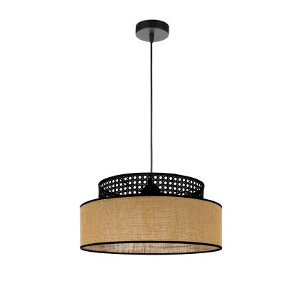 Lustr na lanku BOHO 1xE27/60W/230V černá/ratan