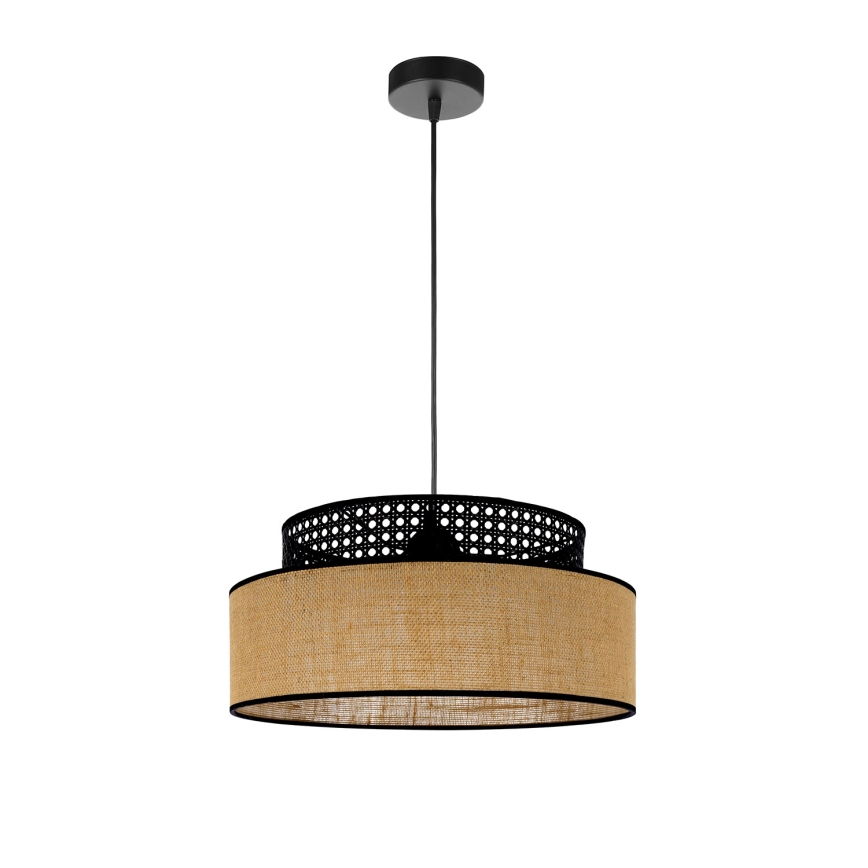 Lustr na lanku BOHO 1xE27/60W/230V černá/ratan