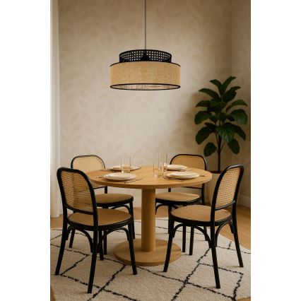 Lustr na lanku BOHO 1xE27/60W/230V černá/ratan