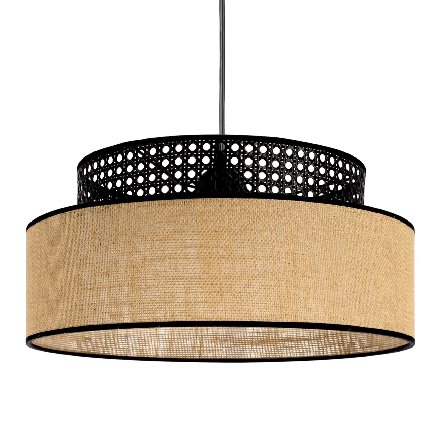 Lustr na lanku BOHO 1xE27/60W/230V černá/ratan