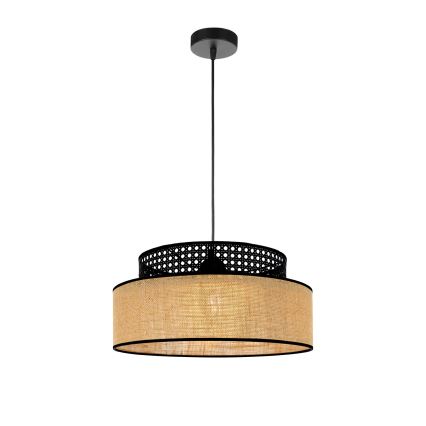 Lustr na lanku BOHO 1xE27/60W/230V černá/ratan
