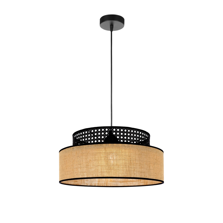 Lustr na lanku BOHO 1xE27/60W/230V černá/ratan
