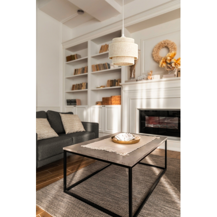 Lustr na lanku BOHO 1xE27/60W/230V pr. 20 cm bílá