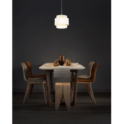 Lustr na lanku BOHO 1xE27/60W/230V pr. 20 cm krémová/juta