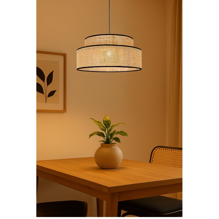 Lustr na lanku BOHO 1xE27/60W/230V pr. 40 cm béžová