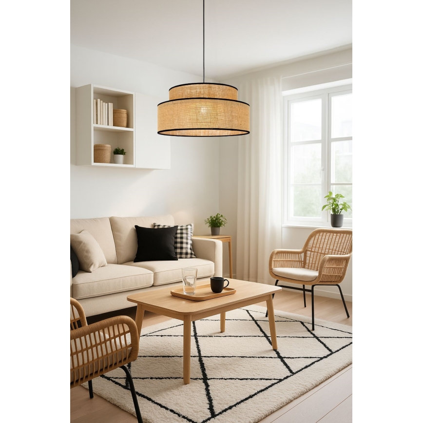 Lustr na lanku BOHO 1xE27/60W/230V pr. 40 cm béžová