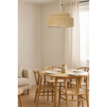 Lustr na lanku BOHO 1xE27/60W/230V pr. 40 cm béžová
