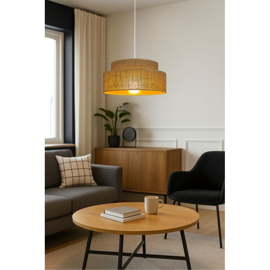 Lustr na lanku BOHO 1xE27/60W/230V pr. 40 cm béžová