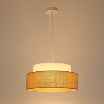 Lustr na lanku BOHO 1xE27/60W/230V pr. 40 cm bílá/béžová