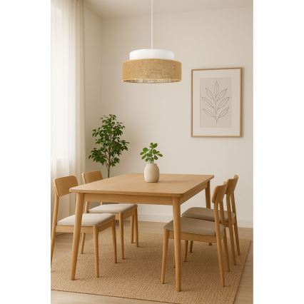 Lustr na lanku BOHO 1xE27/60W/230V pr. 40 cm bílá/béžová