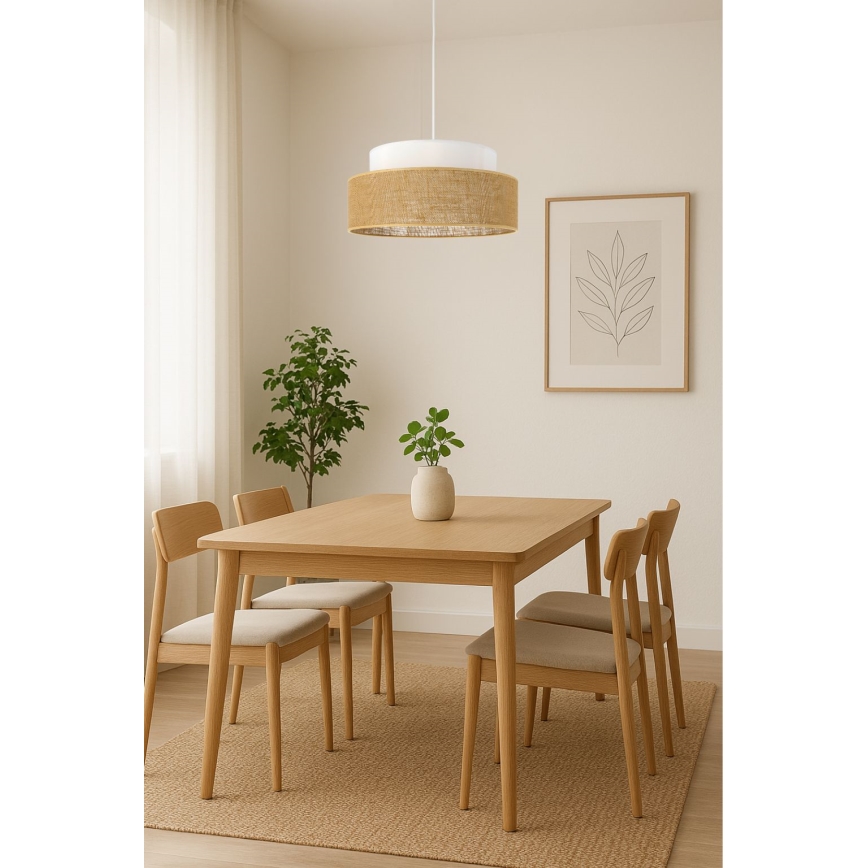 Lustr na lanku BOHO 1xE27/60W/230V pr. 40 cm bílá/béžová