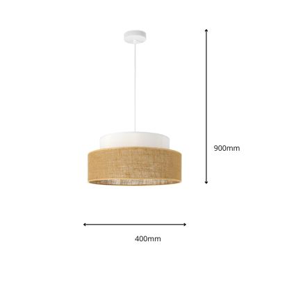 Lustr na lanku BOHO 1xE27/60W/230V pr. 40 cm bílá/béžová
