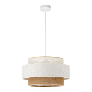 Lustr na lanku BOHO 1xE27/60W/230V pr. 40 cm bílá/juta