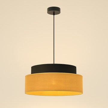 Lustr na lanku BOHO 1xE27/60W/230V pr. 40 cm černá/béžová