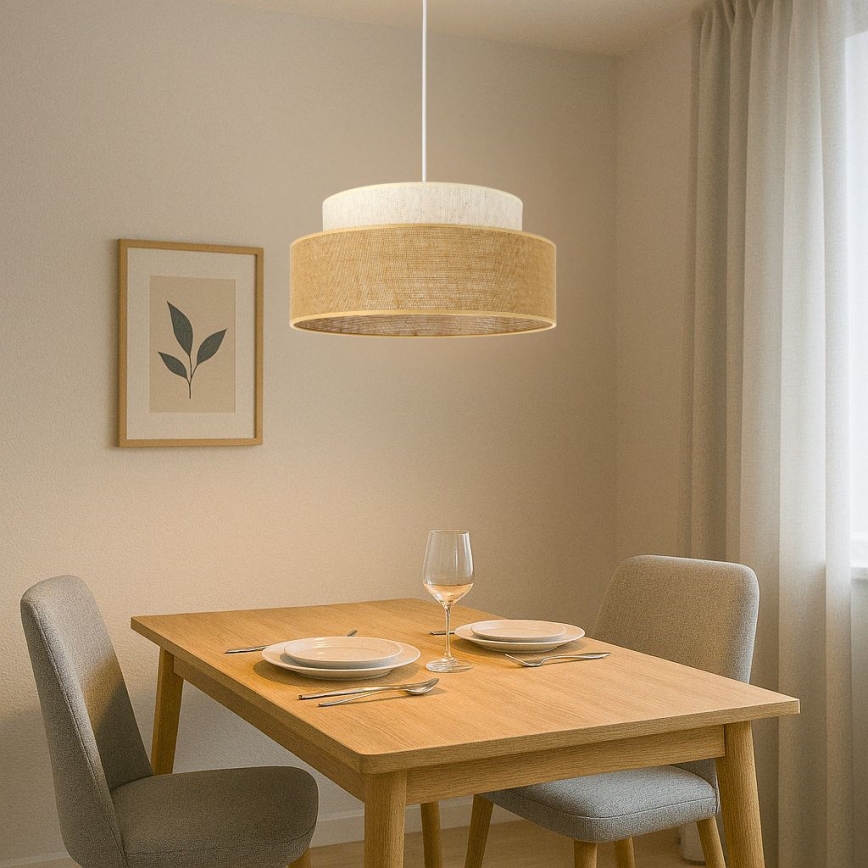 Lustr na lanku BOHO 1xE27/60W/230V pr. 40 cm krémová/béžová