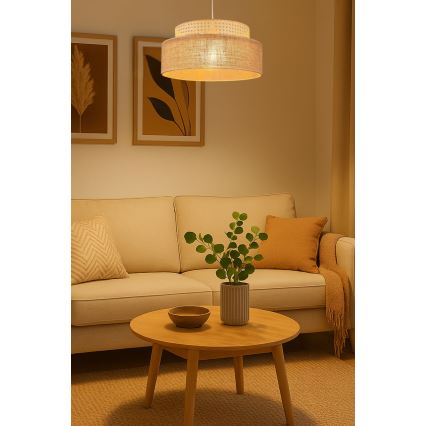 Lustr na lanku BOHO 1xE27/60W/230V ratan