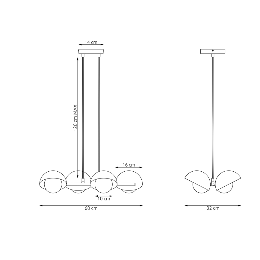 Lustr na lanku BOOM 4xG9/8W/230V černá