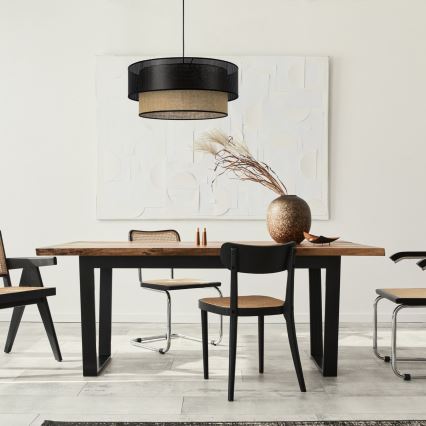 Lustr na lanku BORHO 1xE27/60W/230V černá/juta