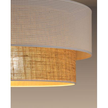 Lustr na lanku BORHO 1xE27/60W/230V pr. 50 cm bílá/juta