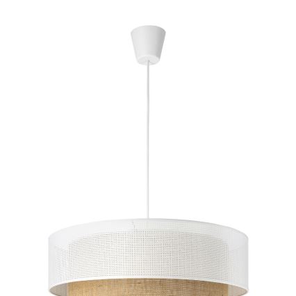 Lustr na lanku BORHO 1xE27/60W/230V pr. 50 cm bílá/juta