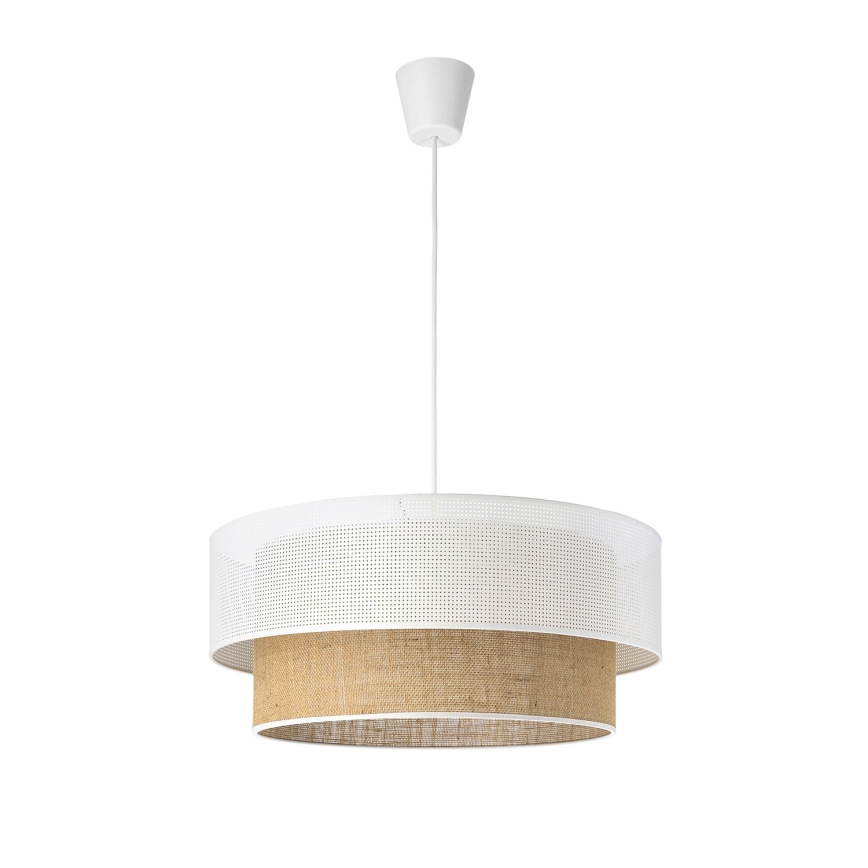 Lustr na lanku BORHO 1xE27/60W/230V pr. 50 cm bílá/juta