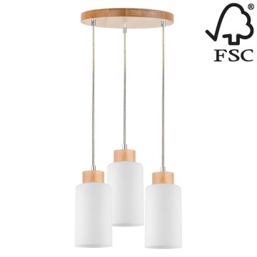 Lustr na lanku BOSCO 3xE27/60W/230V bříza – FSC certifikováno