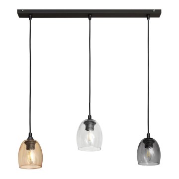 Lustr na lanku BRILLANT 3xE27/15W/230V béžová/čirá/šedá