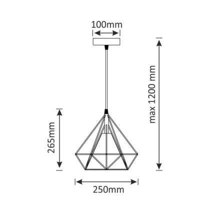 Lustr na lanku BROXTON 1xE27/20W/230V