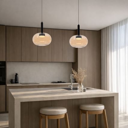 Lustr na lanku BUENO 1xGX53/9W/230V pr. 25 cm kouřová béžová
