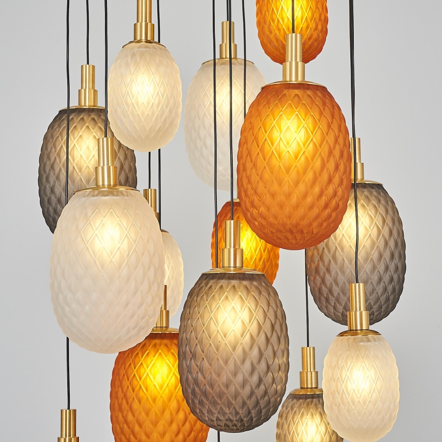 Lustr na lanku CACTUS 16xG9/5W/230V měděná/šedá/bílá