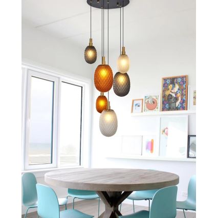 Lustr na lanku CACTUS 6xG9/5W/230V měděná/šedá/bílá