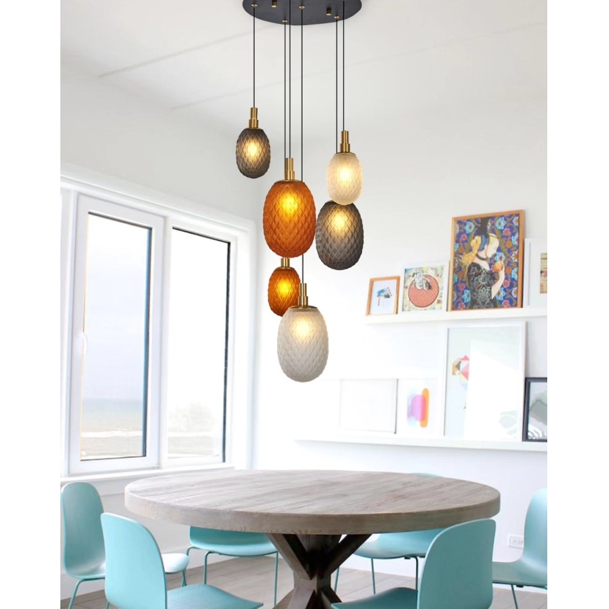 Lustr na lanku CACTUS 6xG9/5W/230V měděná/šedá/bílá