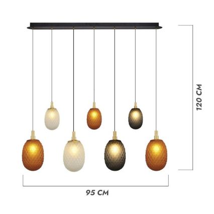 Lustr na lanku CACTUS 7xG9/5W/230V měděná/šedá/bílá