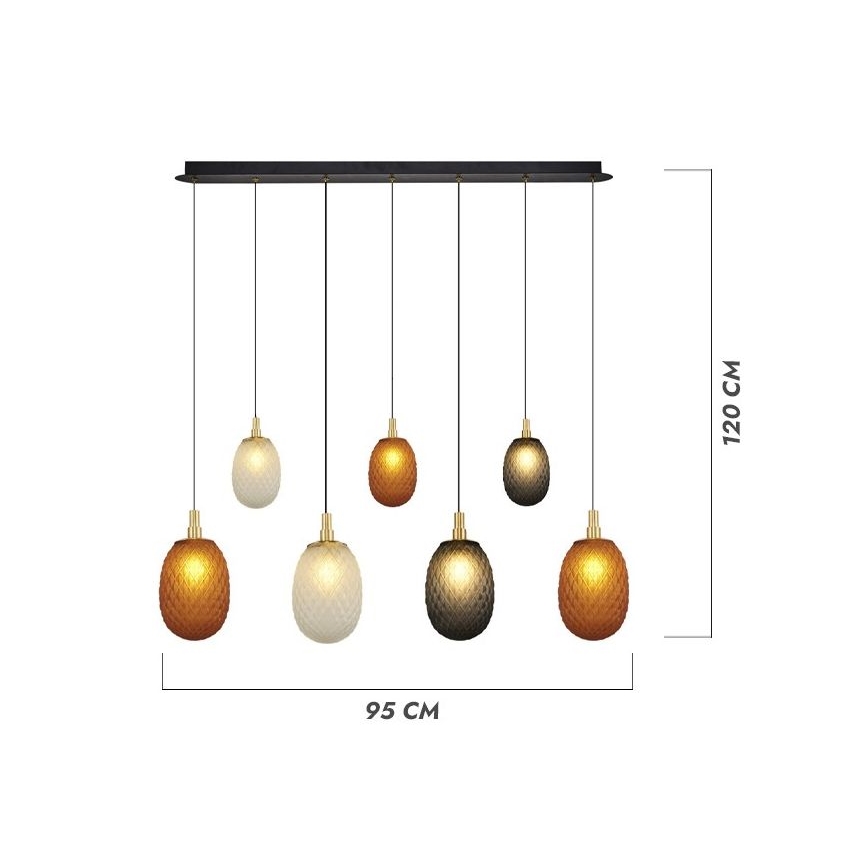 Lustr na lanku CACTUS 7xG9/5W/230V měděná/šedá/bílá