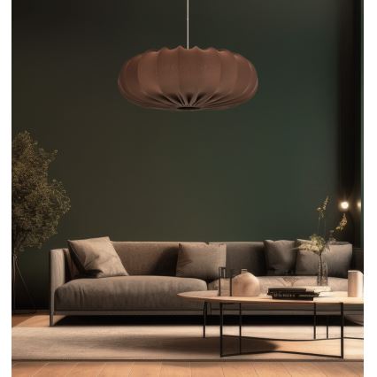 Lustr na lanku CAFEE 1xE27/40W/230V pr. 52 cm hnědá