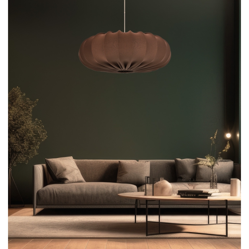 Lustr na lanku CAFEE 1xE27/40W/230V pr. 52 cm hnědá
