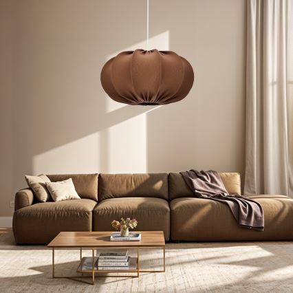 Lustr na lanku CAFEE 1xE27/40W/230V pr. 52 cm hnědá