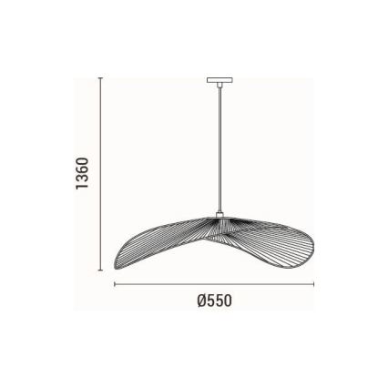 Lustr na lanku CALYPSO 1xE27/15W/230V pr. 55 cm bambus
