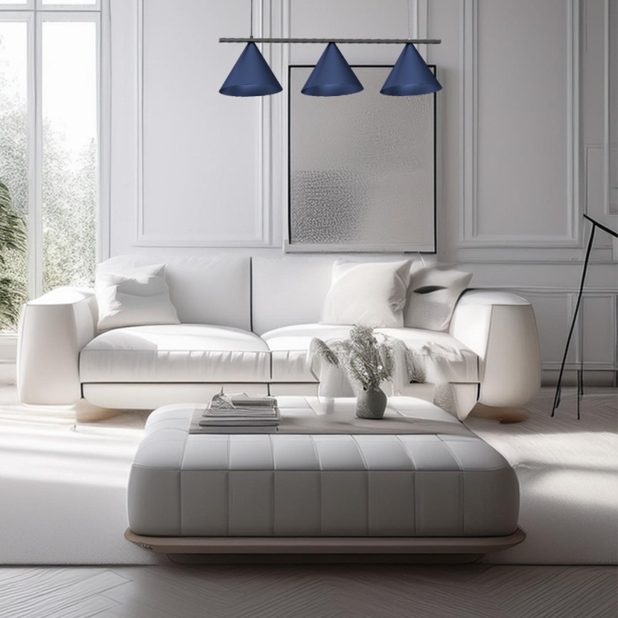 Lustr na lanku CAPITAL 3xGX53/15W/230V modrá